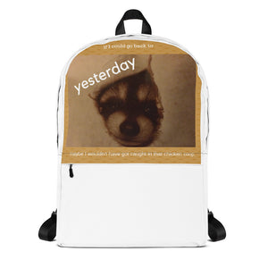 Backpack with baby raccoon image - smooth camp zone