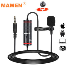 MAMEN Microphone 8m Clip-on Lavalier Mini Audio 3.5mm Collar Condenser Lapel Mic for Recording Canon / iPhone DSLR Cameras - smooth camp zone