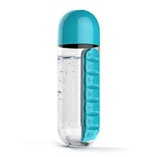600ML Plastic Water Bottle With Pill Box Organizer - smooth camp zone